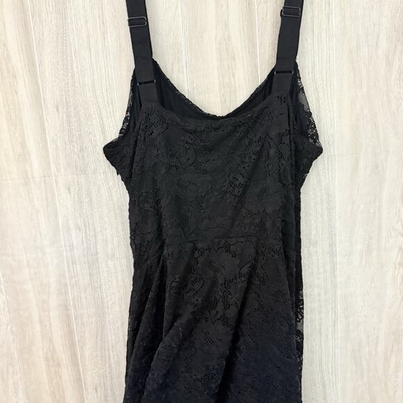 Free People Dress Medium Reflected Moonlight Black Lace Ribbon Skater Whimsygoth - Picture 13 of 15